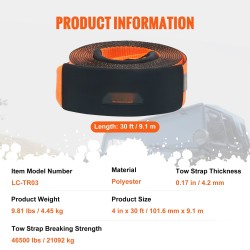 Vetoliina polyesteri 10,2 cm x 9,1 m 21092 kg kolminkertaiset silmukat suojaholkilla