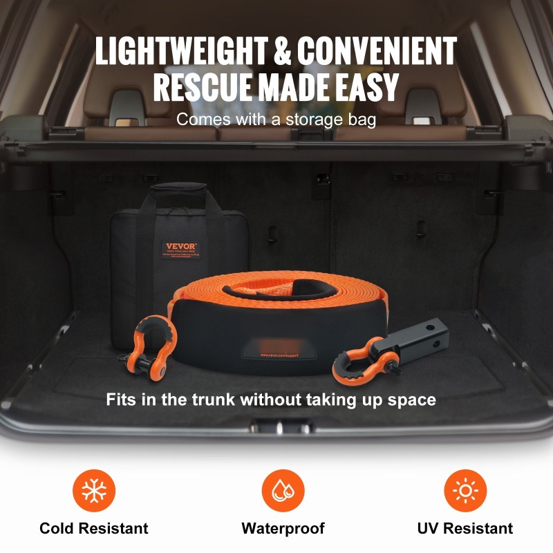 Polyesterinen vetoliina 7,6 cm leveä 9,1 m pitkä 16329 kg murtolujuus shakkelit