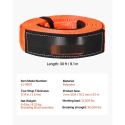 Hinausliinapaketti polyesteri 76,2 mm leveä 9,1 m pitkä 16329 kg murtolujuus