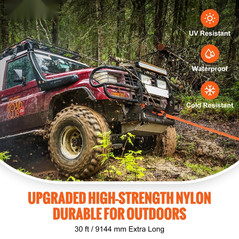 Nailoninen kineettinen vetoköysi 22 mm 9,1 m 30 prosentin venymä