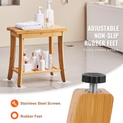 Bambuinen suihkupenkki 485 x 288 x 465 mm istuin ja alahylly