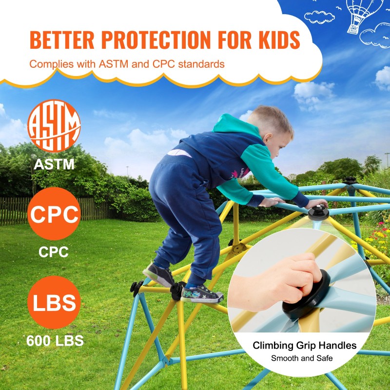 Kiipeilykupu kuumasinkitty teräs 183×183×90 cm 3–9-vuotiaille 2–3 lapselle