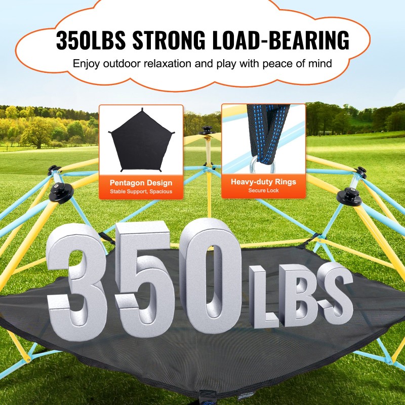 Riippumatto kiipeilykupoliin 10 ft musta PP-verkko kantavuus 158 kg lapsille