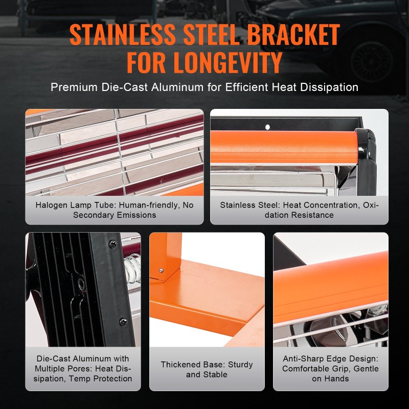 Infrapunakuivauslamppu 3300 wattia ajastin 1–60 minuuttia säädettävä korkeus 200–2400 millimetriä jalustalla