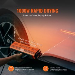 Infrapunakuivauslamppu tuhannen watin käsikäyttöinen ruostumaton teräs ja alumiini auton ja pintojen kuivaukseen