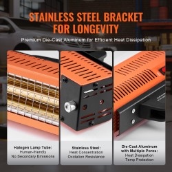 Infrapunakuivauslamppu tuhannen watin käsikäyttöinen ruostumaton teräs ja alumiini auton ja pintojen kuivaukseen