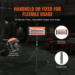 Infrapunalamppu 2000 watin kaksikäyttöinen käsikäyttö ja teline autoille ja huonekaluille
