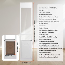 Koiranovi liukuvalle lasiovelle alumiinikehyksellä karkaistulla lasilla säädettävä korkeus 1927–2049 mm