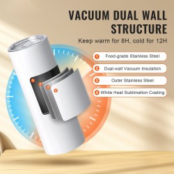 Sublimaatiotermomukit suorat tyhjiöeristetyt 8 kpl 591 ml ruostumattomasta teräksestä