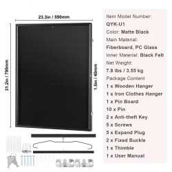 Pelipaitakehys 590×790×40 mm puu ja kuitulevyrunko PC-lasi 98 % UV-suojalla lukittava