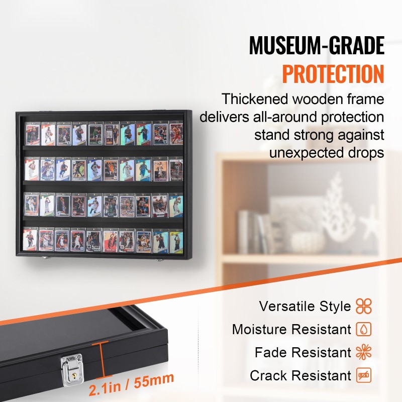 Korttikehys seinälle kuitulevy PC-lasi 98 % UV-suoja 36 kortille