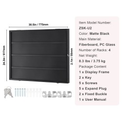 Korttikehys seinälle kuitulevy PC-lasi 98 % UV-suoja 36 kortille