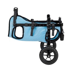 Koiran säädettävä pyörätuoli alumiinirungolla takajaloille iskunvaimentavilla pyörillä enintään viisitoista kilogrammaa