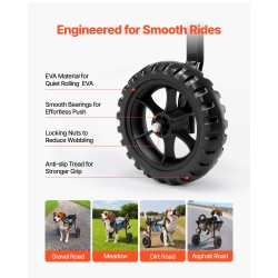 Koiran takajalkojen pyörätuoli kevyt alumiinirunko säädettävä ja iskunvaimentavilla pyörillä pienille koirille