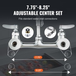 Seinään asennettava esihuuhteluhana ammattikeittiöön messinki ja 304-ruostumaton teräs kääntyvä 12 tuuman juoksuputki