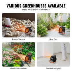 Sähköinen kasvihuonelämmitin 2000W PTC-lämmitys 3-nopeuksinen kannettava seosteräsrunko IP20-suojaus