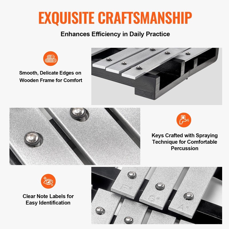 Kellopeli 32-koskettiminen alumiinisilla kielillä puupohjalla kapuloilla ja kantolaukulla