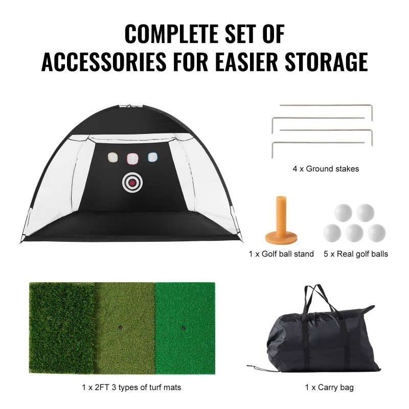 Golf-harjoitusverkko 308x185x197 cm 420D Oxford-kangas lasikuitutangot sisä- ja ulkokäyttöön