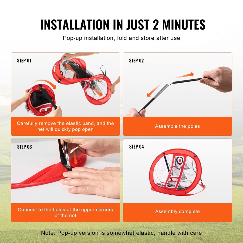 Golf-lyöntiverkko kestävä Oxford-kangas lasikuitutangot kolme kohdetta kantolaukku punainen