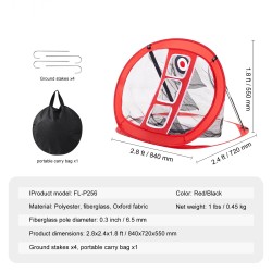 Golf-lyöntiverkko kestävä Oxford-kangas lasikuitutangot kolme kohdetta kantolaukku punainen