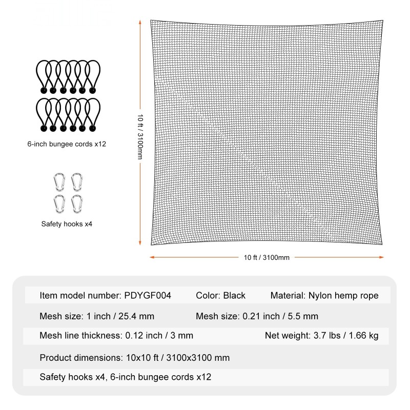 Golfharjoitusverkko 3 mm nylonköysi 3048x3048 mm sisä ja ulkokäyttöön pelkkä verkko