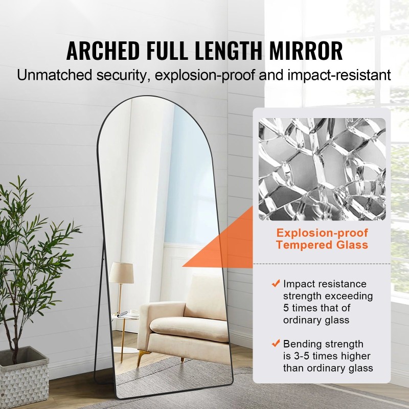 Kokovartalopeili 1800 x 810 mm alumiiniseoskehyksellä karkaistulla lasilla jalustalla