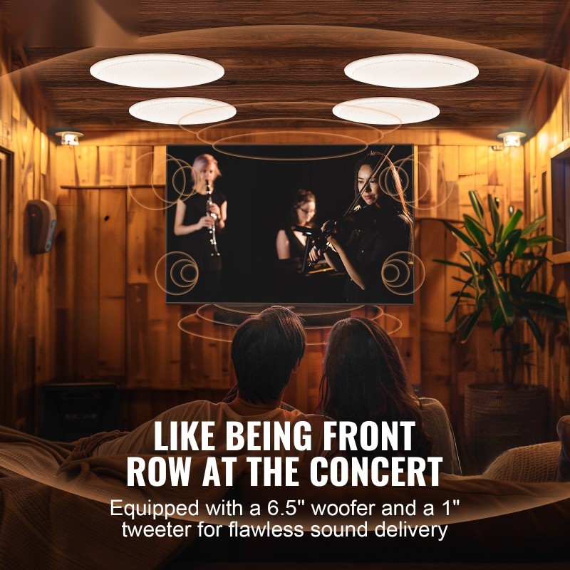 Kattokaiutinpakkaus Bluetoothilla 4 kpl 16,5 cm 150W uppoasennettava