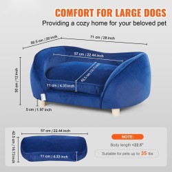 Lemmikkisohva puurunko samettiverhoilu keskikokoisille koirille ja kissoille tummansininen kantaa 37 kg