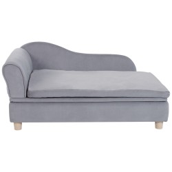 Lemmikkisohva samettiverhoilu puurunko kantavuus 50 kg isokokoisille koirille ja kissoille harmaa