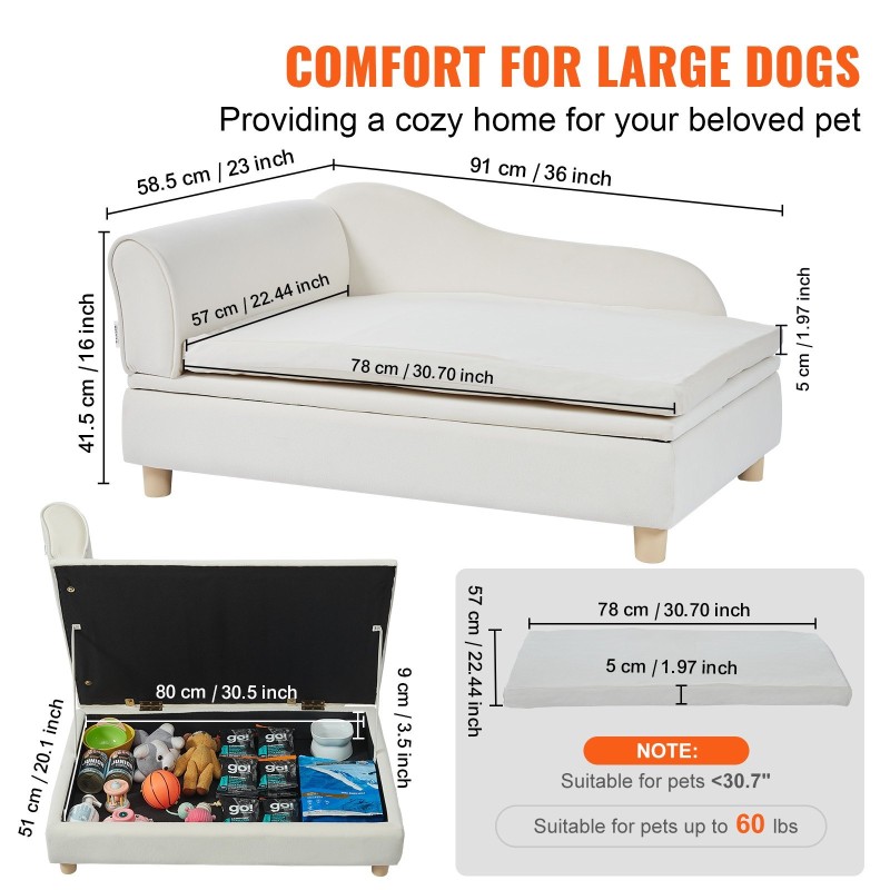 Lemmikkisohva samettikankaalla puurunko 50 kg kantavuus valkoinen