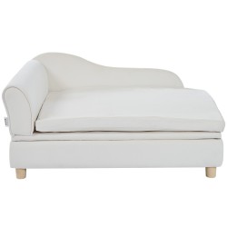 Lemmikkisohva samettikankaalla puurunko 50 kg kantavuus valkoinen