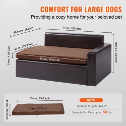 Lemmikkisohva nahkakankaalla keskikokoisille koirille ja kissoille musta 50 kg kantavuus