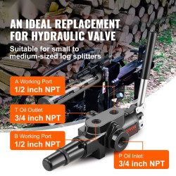 Hydraulinen 1-toiminen venttiili 95 l/min 25 MPa vermikulaarigrafiittivalurauta jousipalautuksella puunhalkaisijoihin