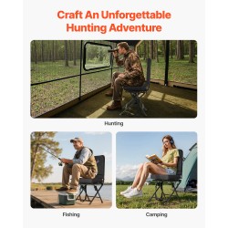 Metsästysjakkara kevyt kokoontaitettava teräsrunko 136 kilon kantavuus 360 asteen hiljainen kääntyvä istuin