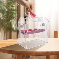 Akryylinen arvontarumpu tilaa 2500 lipuketta tai 100 arvontapalloa lukittava ovi 2 avainta