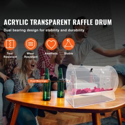 Akryylinen läpinäkyvä arpakuvarumpu kymmenentuhatta arpaa tai kolmesataa arpakuulaa lukittavalla ovella