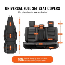 Istuinsuojat 9-osainen hengittävä keinonahka etu- ja takaistuimille turvatyyny-yhteensopiva musta