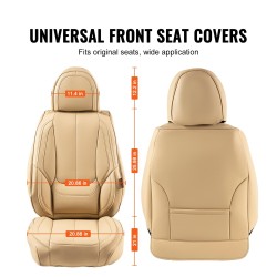 Keinonahkaiset etuistuinsuojat 6 kpl beige täyssuljettu turvatyyny-yhteensopiva irrotettaviin niskatukiin