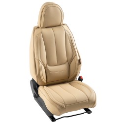 Keinonahkaiset etuistuinsuojat 6 kpl beige täyssuljettu turvatyyny-yhteensopiva irrotettaviin niskatukiin