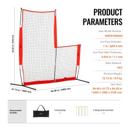 L-mallinen syöttäjän turvaverkko PET-verkko 2400x2140 mm teräsputkirunko 600D vedenpitävä kantolaukku