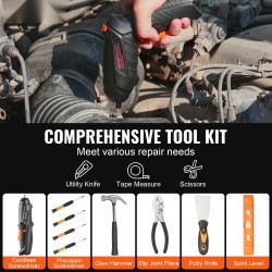 96-osainen kotitaloustyökalusarja korkealaatuisesta teräksestä 3Nm sähköruuvimeisselillä kannettava työkalulaukku kodin ja