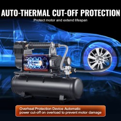 Ilmakompressori 12 voltin raskaan käytön 6 litran säiliöllä digitaalisella painemittarilla