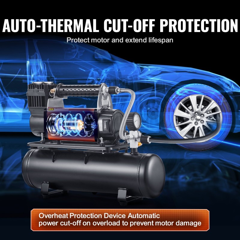 Ilmakompressori 12 voltin raskaan käytön 6 litran säiliöllä digitaalisella painemittarilla