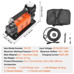 12 V rengaspainekompressori rauta ja alumiiniseos 10,3 bar 200 l/min painemittarilla