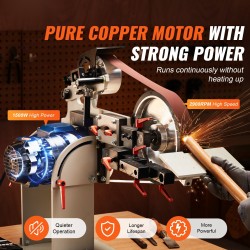 Nauhahiomakone 1500W portaaton nopeus teräsrunko sopii 72–82 x 2 tuuman nauhoille