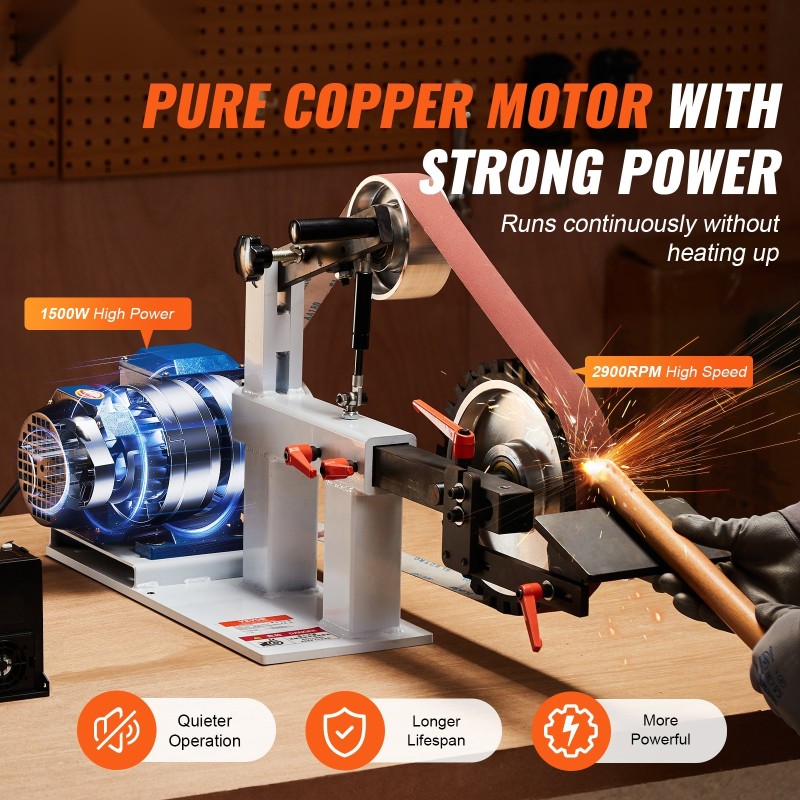 Nauhahiomakone 1500W teräsrunko portaattomalla VFD-taajuusmuuttajalla 72 x 2 tuuman nauhalle 3 hiomanauhaa