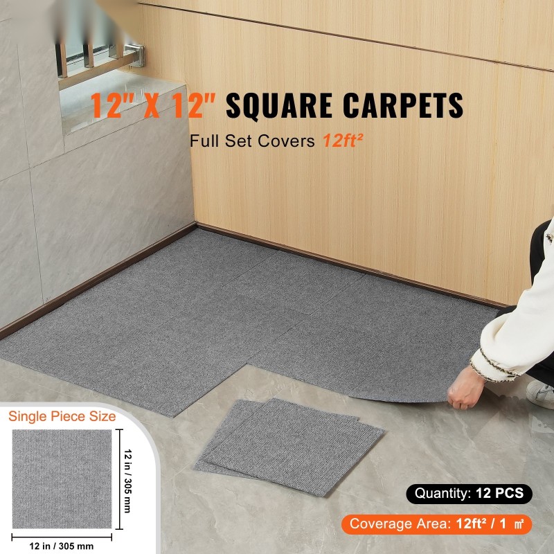 Matonlaatat itsetarttuvalla taustalla 30,5 x 30,5 cm 12 kpl vaaleanharmaa