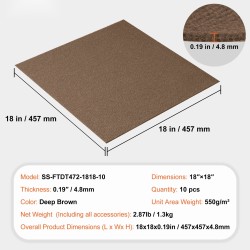 Itsetarttuvat mattolaatat 457×457 mm 10 kpl tummanruskea lyhytnukkainen sisäkäyttöön