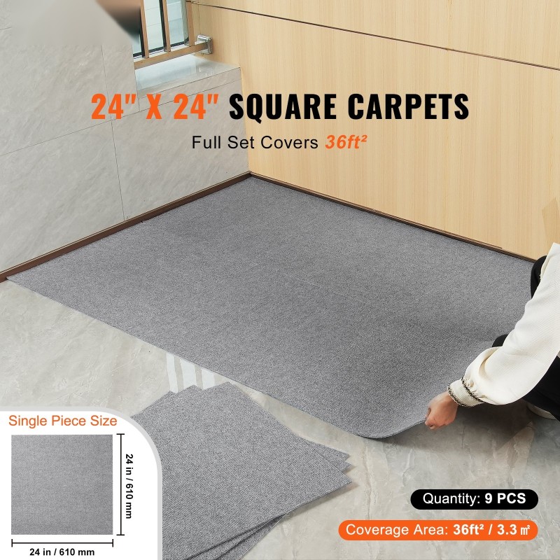 Itsetarttuvat pehmustetut mattolaatat 610×610 mm 9 kpl vaaleanharmaa