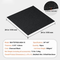 Itsekiinnittyvät neliölaatat 61 cm 15 kpl lyhytnukkainen hiilenmusta sisätiloihin